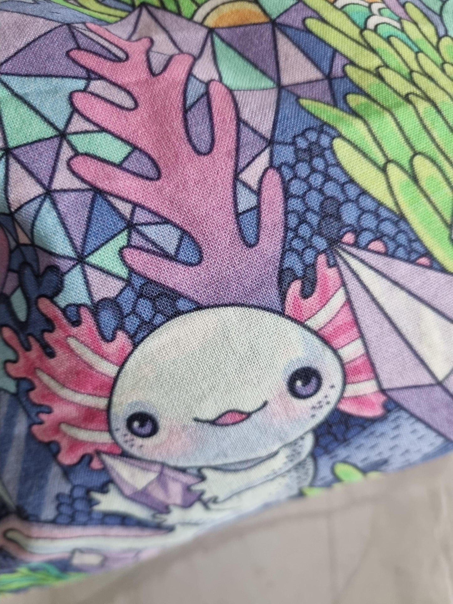 Fantasy Axelotl Print project Bag for knitting or crochet perfect gift for any crafter knitter crocheter cross stitch handmade