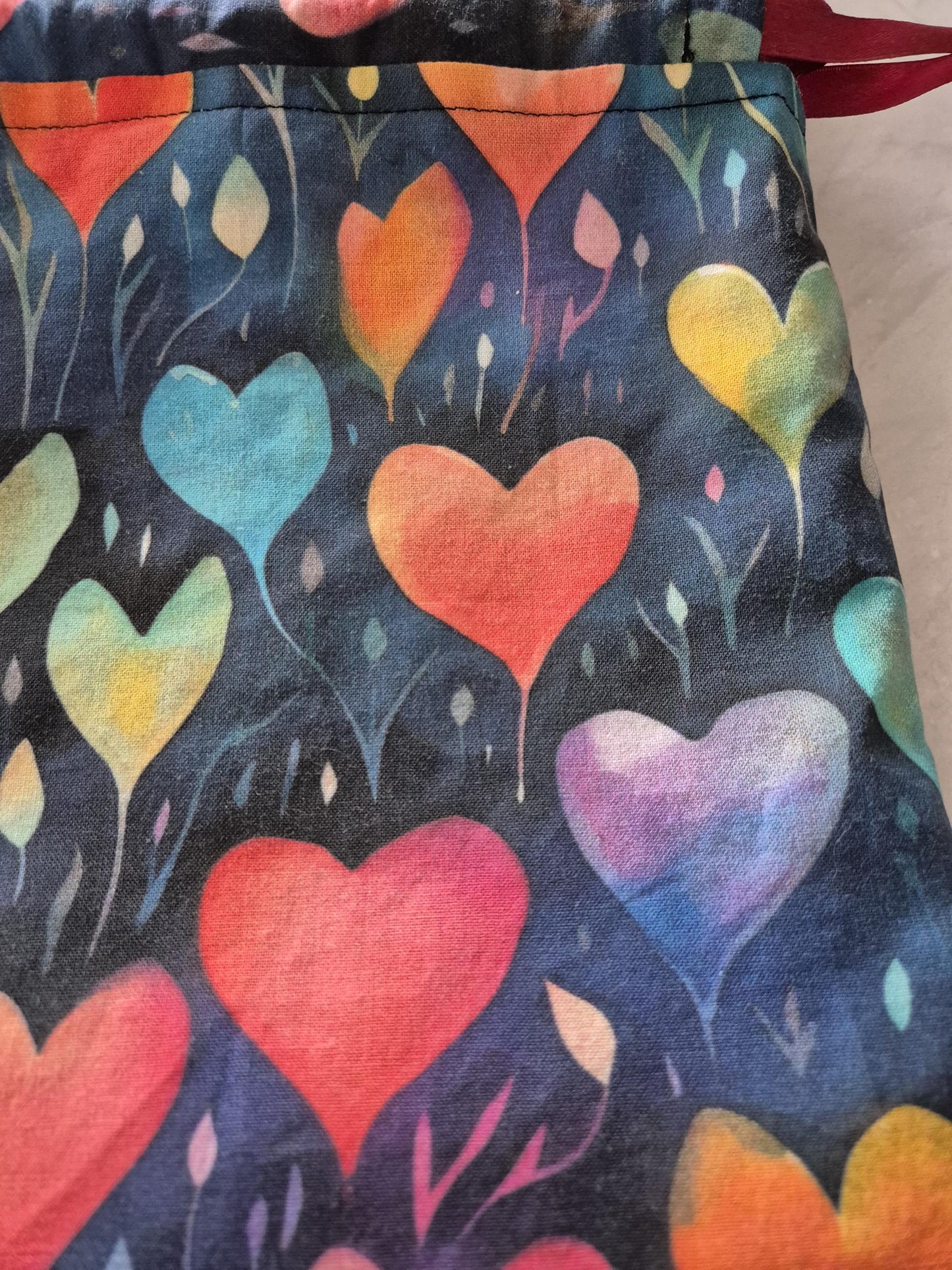 Fantasy heart Print project Bag for knitting or crochet perfect gift for any crafter knitter crocheter cross stitch handmade valentine gift