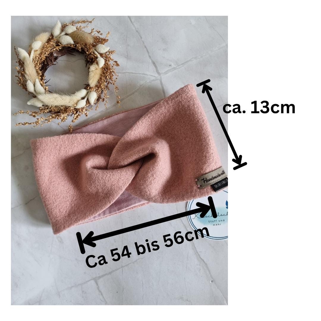 Handmade Merino+Jersey Headband rose Soft, warm and luxurious Earband perfect gift for christmas - cozy and stylish - skandistyle extra wide
