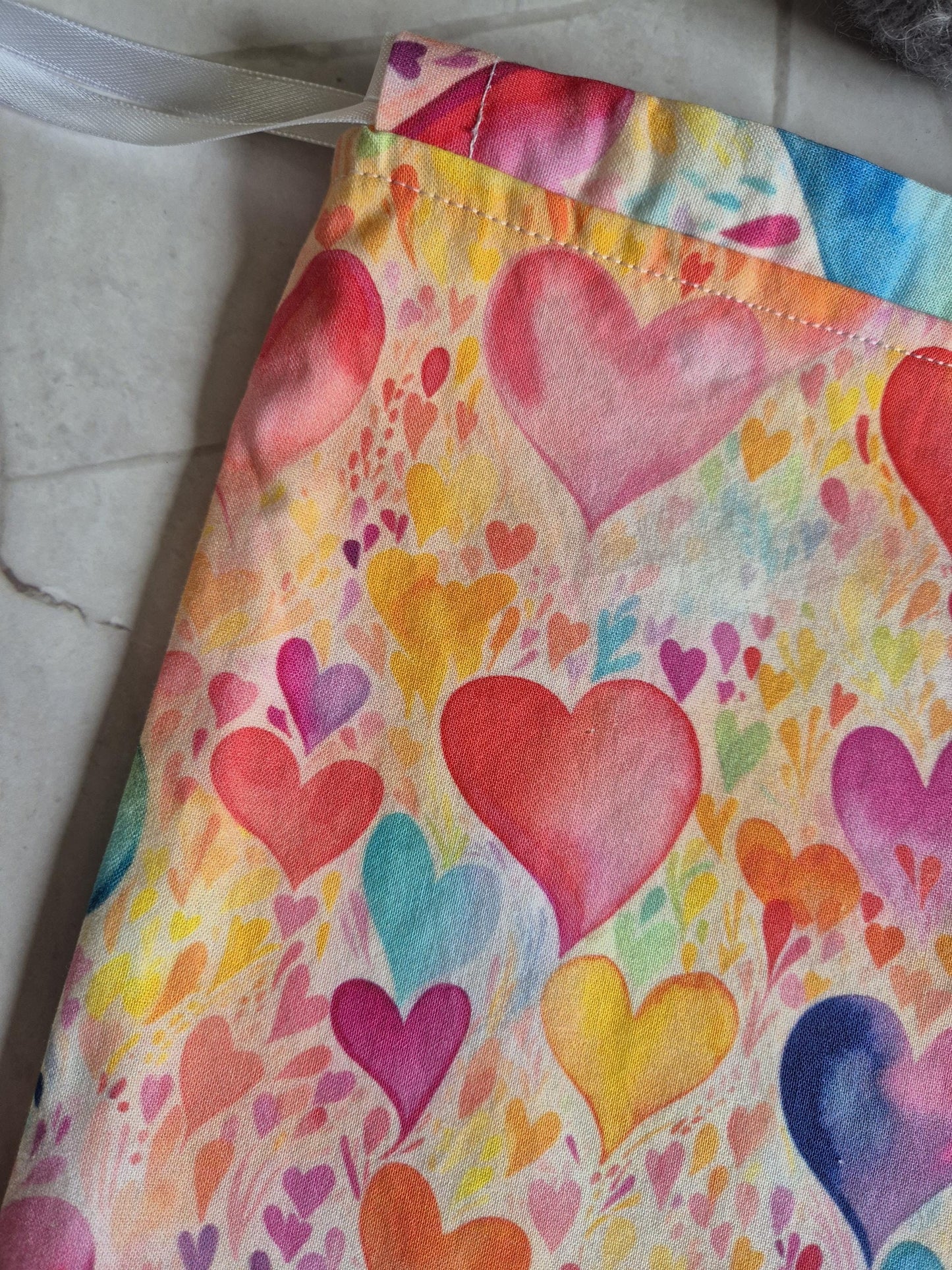 Fantasy heart Print project Bag -3 Sizes - for knitting or crochet perfect gift for any crafter knitter crocheter handmade valentine gift