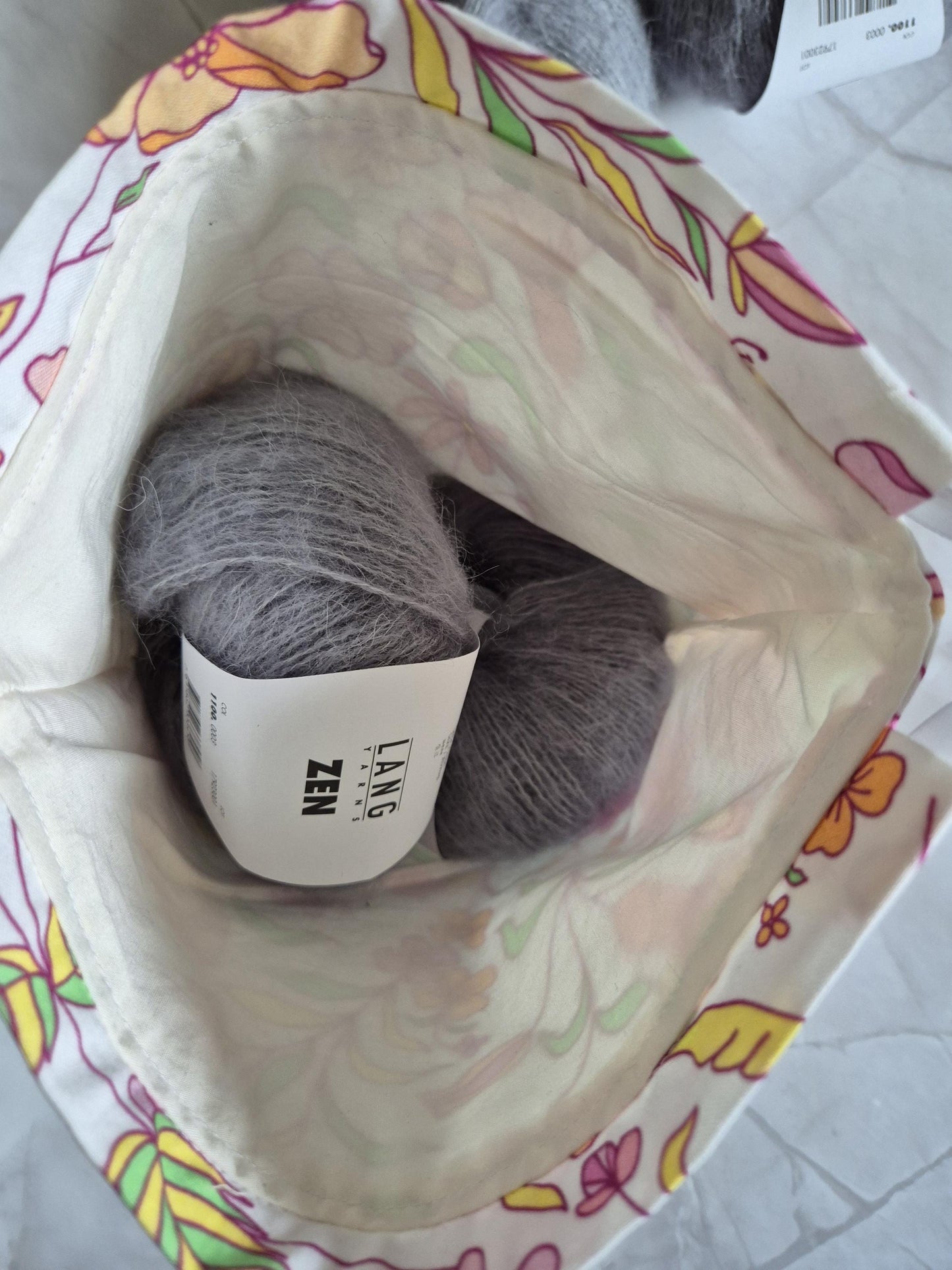 Spring Flower Print project Bag -3 Sizes - for knitting or crochet perfect gift for any crafter knitter crocheter handmade valentine gift