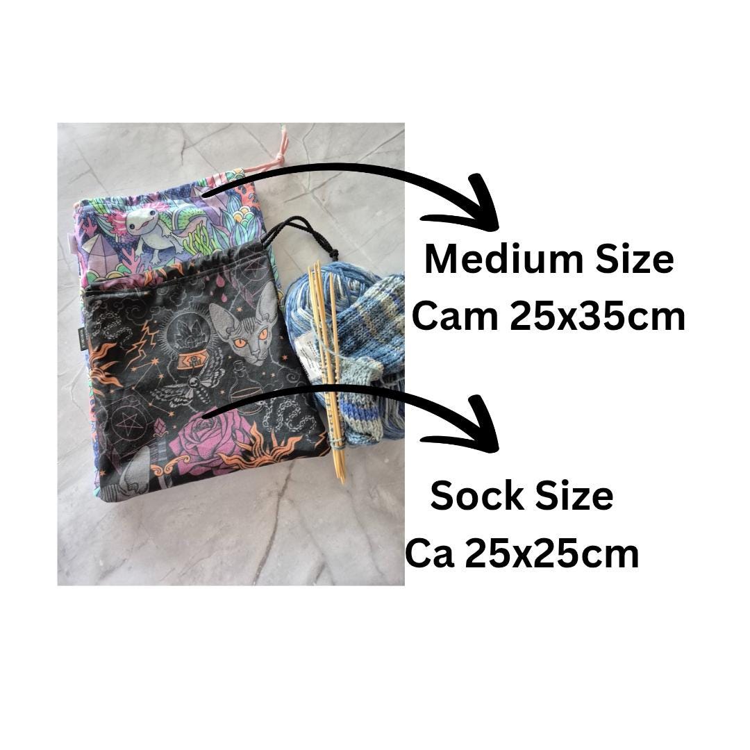Fantasy mystical Print project Bag for knitting or crochet perfect gift for any crafter knitter crocheter cross stitch handmade