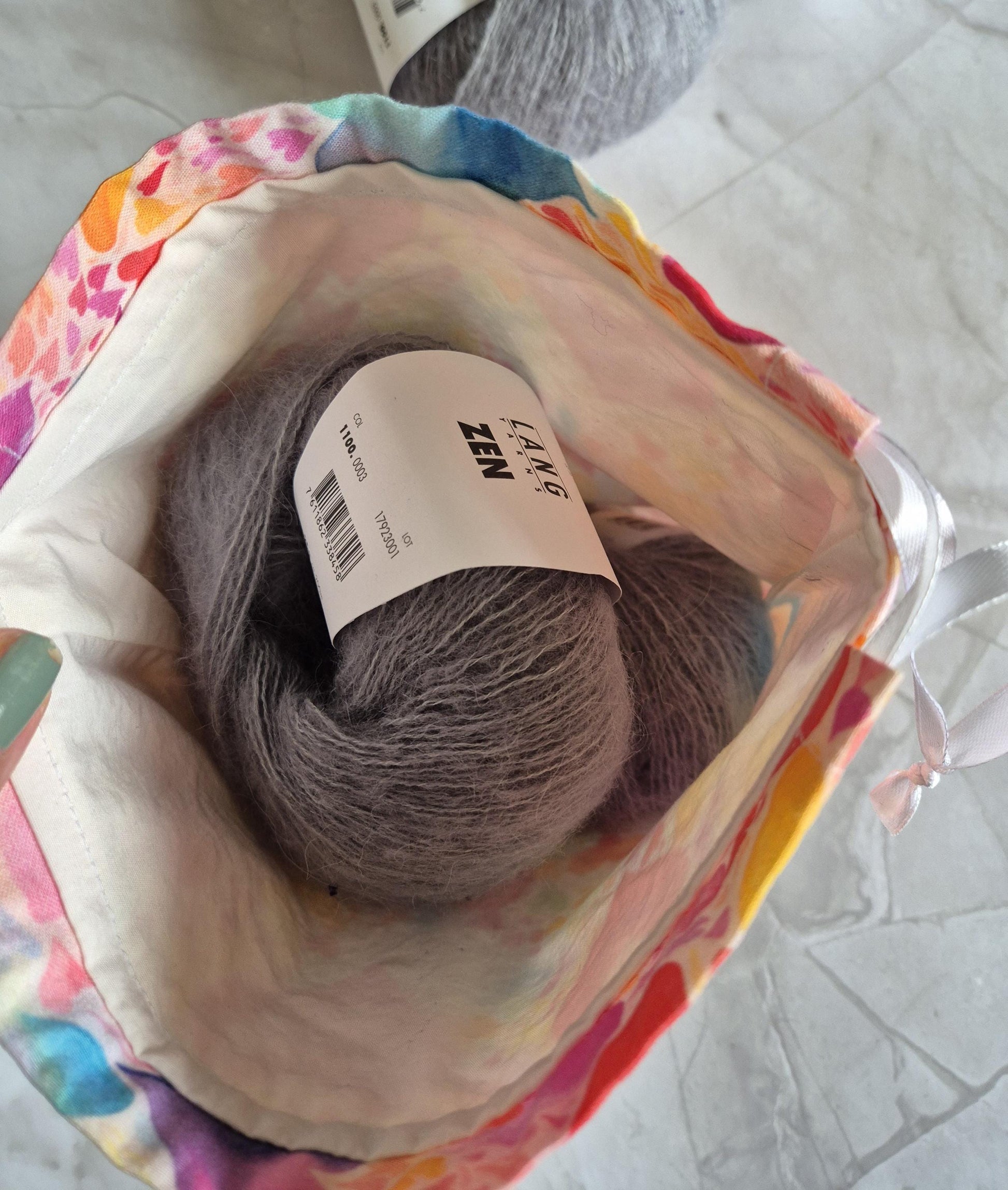 Fantasy heart Print project Bag -3 Sizes - for knitting or crochet perfect gift for any crafter knitter crocheter handmade valentine gift