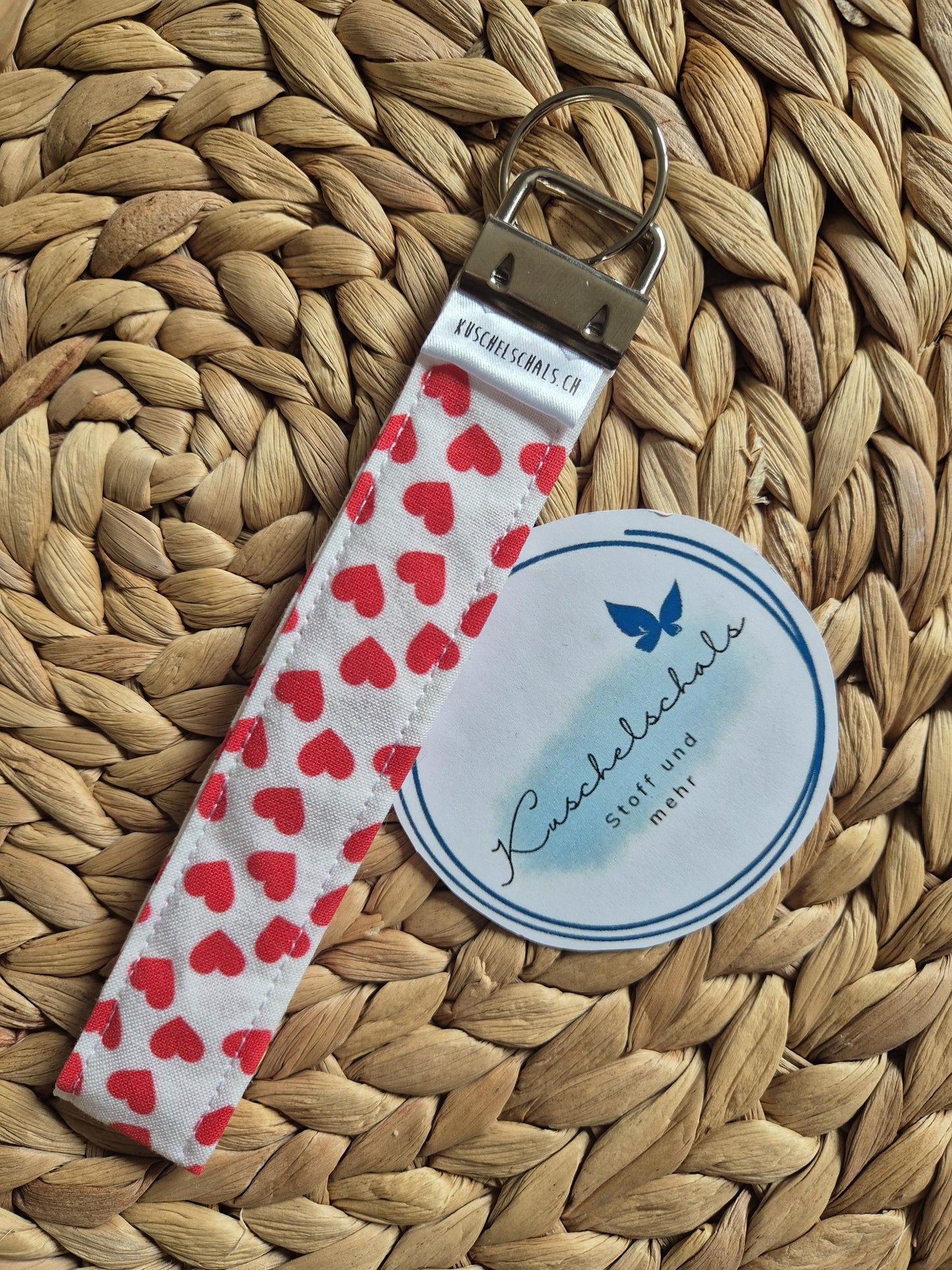 key chain heart stylish scrunchie soft cotton key fob / handmade gift for housewarming party or friend moving perfect gift for girl friend