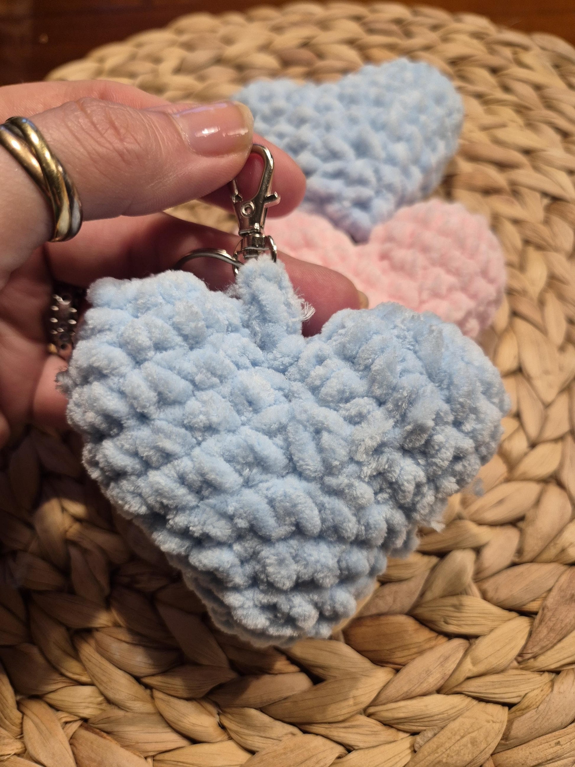 Heart Plushie keychain hand crochet in 3 colors available perfect gift for girls stressrelease squishy hand made love gift perfect