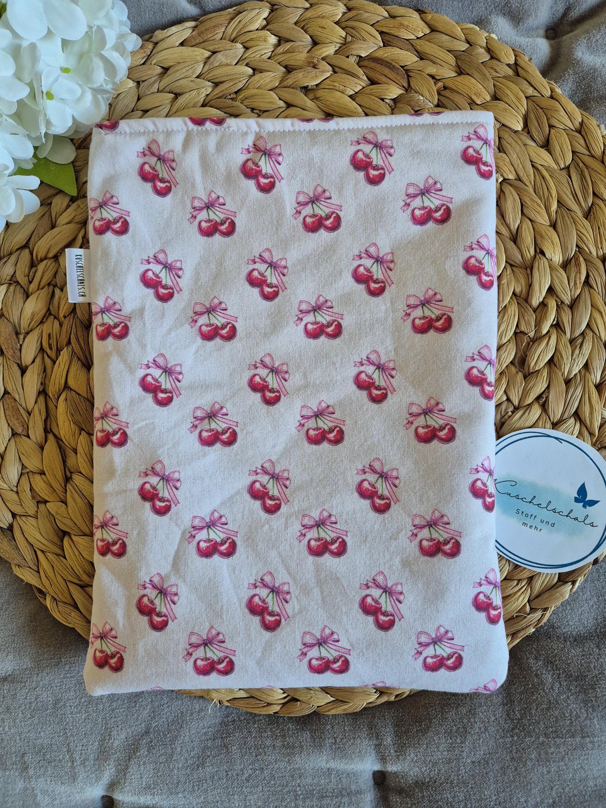 Coquette cherry bows Book Cover for Paperback and Hardcover Books 3 sizes - Handmade Protective Book Sleeve - Fantasy Reader Gift romantasy