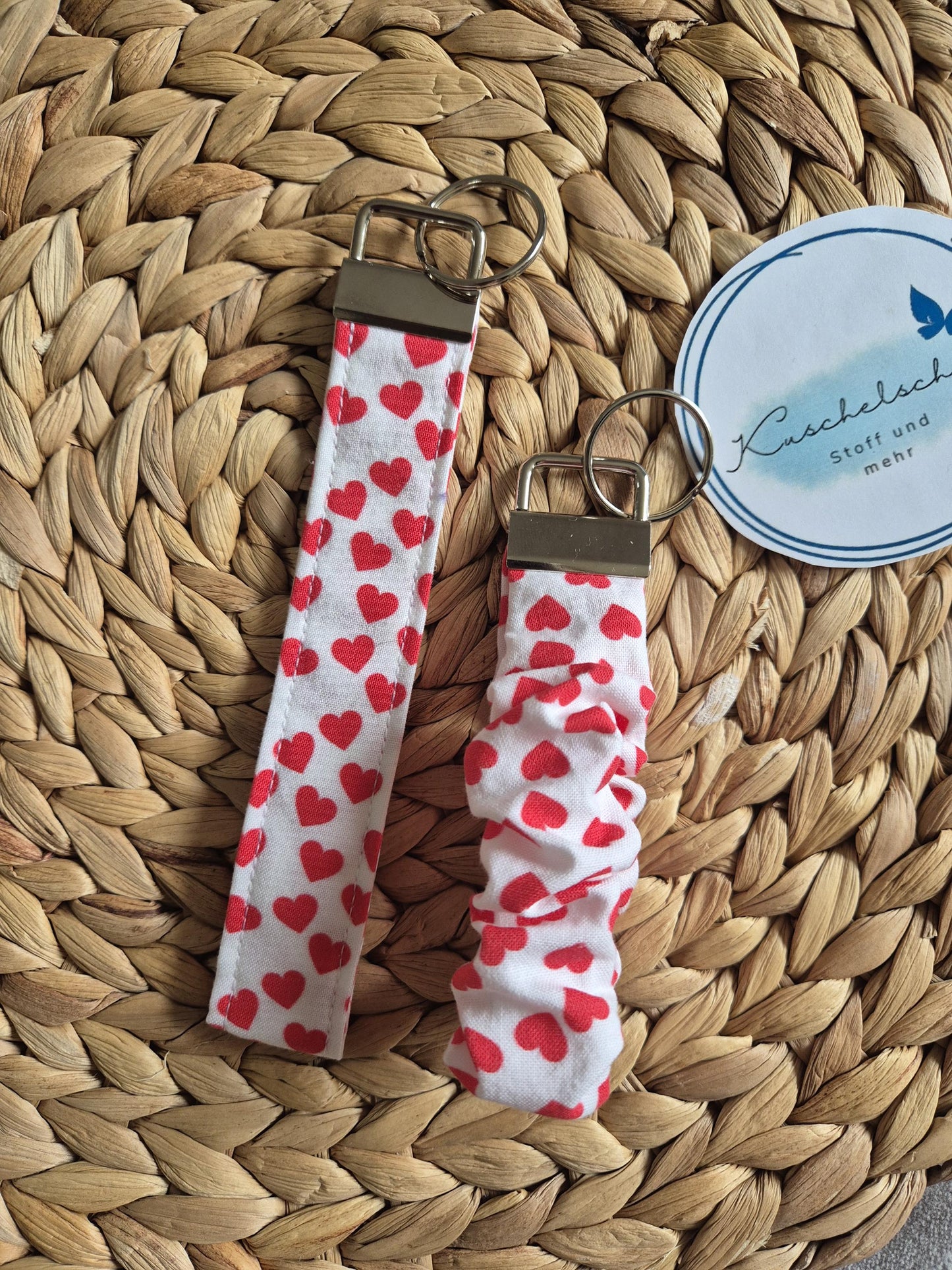 key chain heart stylish scrunchie soft cotton key fob / handmade gift for housewarming party or friend moving perfect gift for girl friend