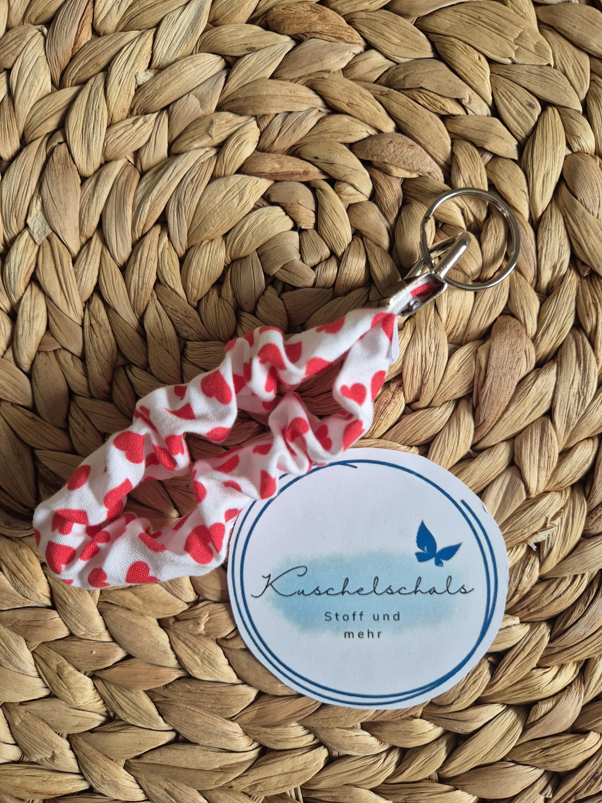 key chain heart stylish scrunchie soft cotton key fob / handmade gift for housewarming party or friend moving perfect gift for girl friend