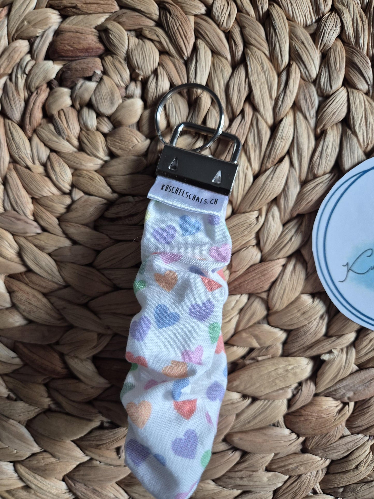 key chain heart stylish scrunchie soft cotton key fob / handmade gift for housewarming party or friend moving perfect gift for girl friend