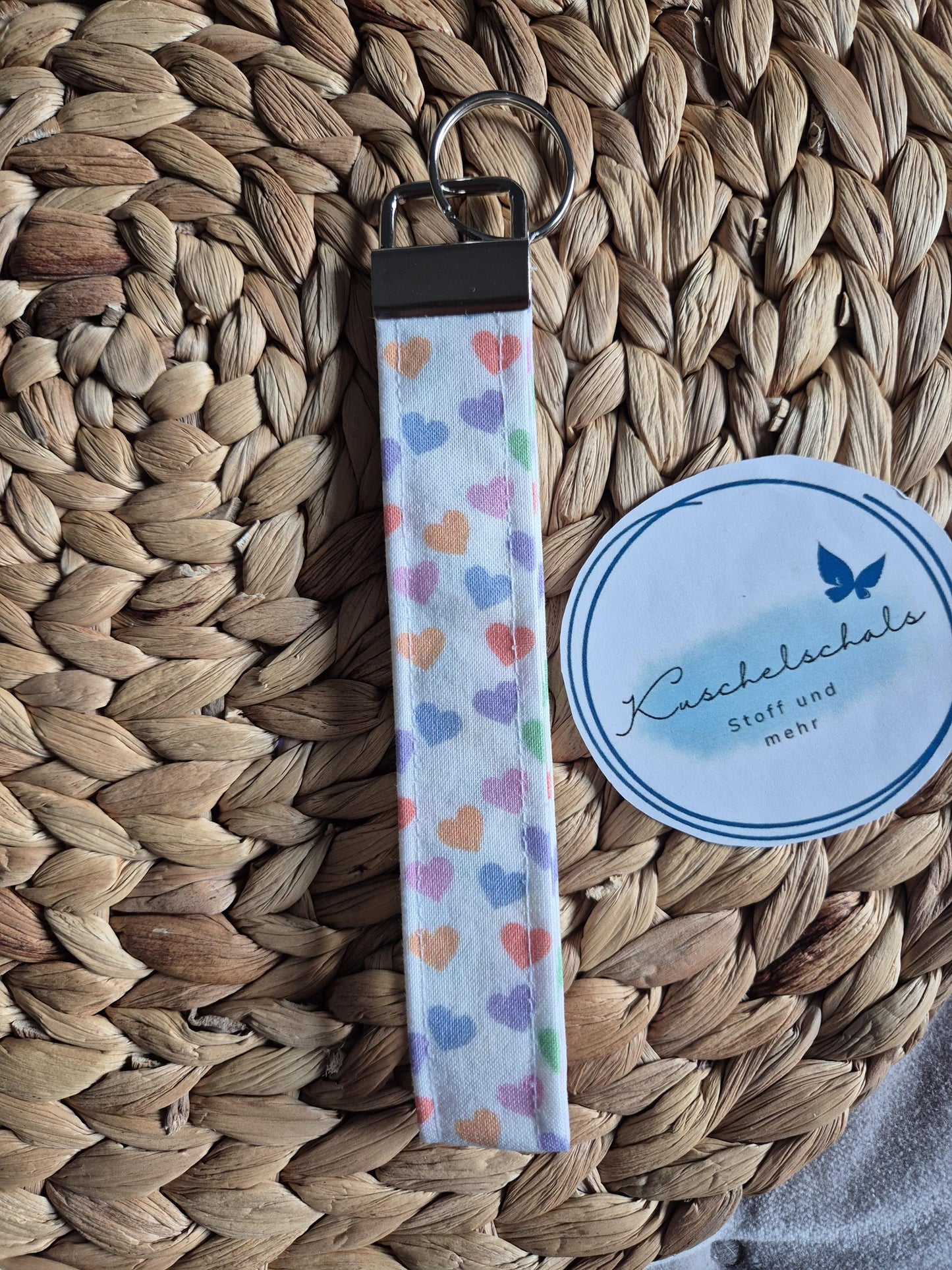 key chain heart stylish scrunchie soft cotton key fob / handmade gift for housewarming party or friend moving perfect gift for girl friend