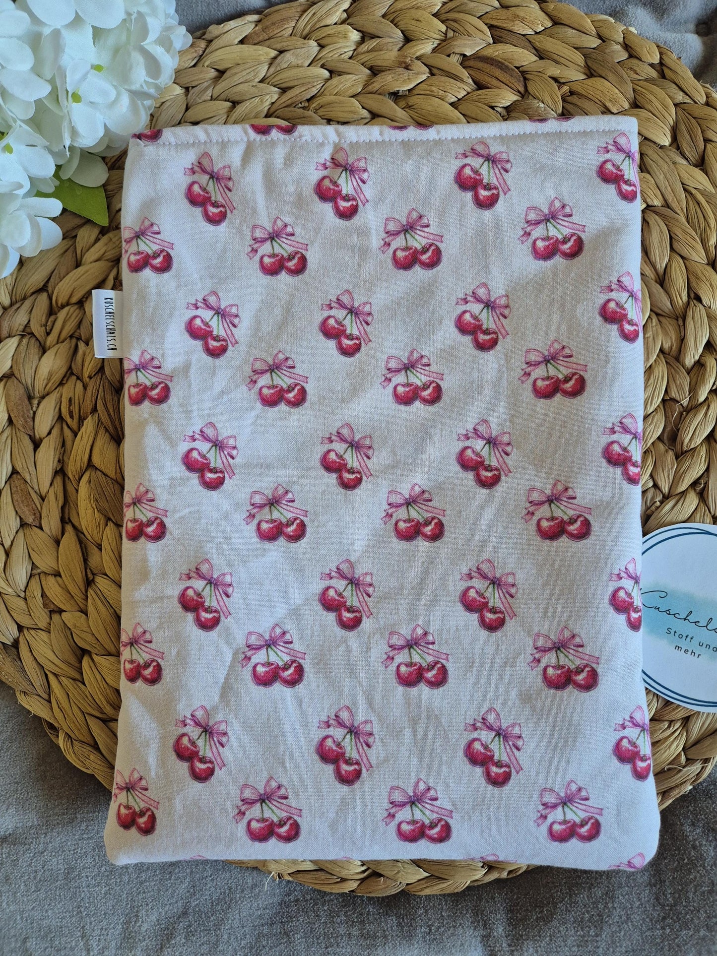 Coquette cherry bows Book Cover for Paperback and Hardcover Books 3 sizes - Handmade Protective Book Sleeve - Fantasy Reader Gift romantasy