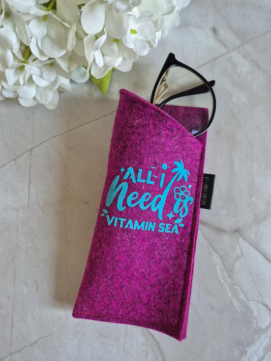Handmade Felt Glasses Case Sea Summer Sand pink turquoise Eyewear Storage Pouch Soft & Lightweight Eyewear Protector Last minute gift