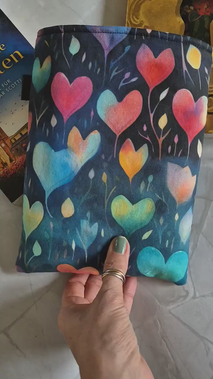 Love Book Cover -3 Sizes-  for Paperback and Hardcover Books - Handmade Protective Book Sleeve - romance Reader Gift - Lover's Gift