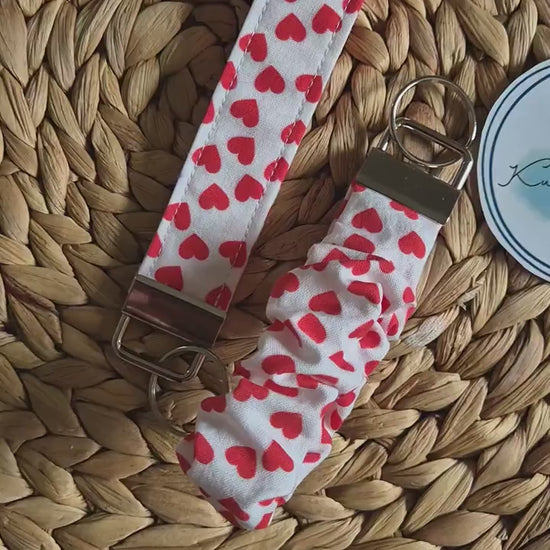 key chain heart stylish scrunchie soft cotton key fob / handmade gift for housewarming party or friend moving perfect gift for girl friend