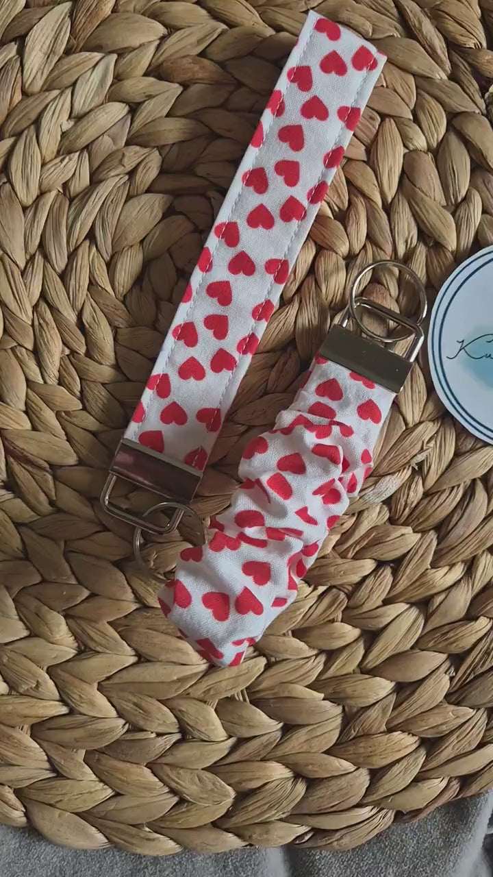 key chain heart stylish scrunchie soft cotton key fob / handmade gift for housewarming party or friend moving perfect gift for girl friend