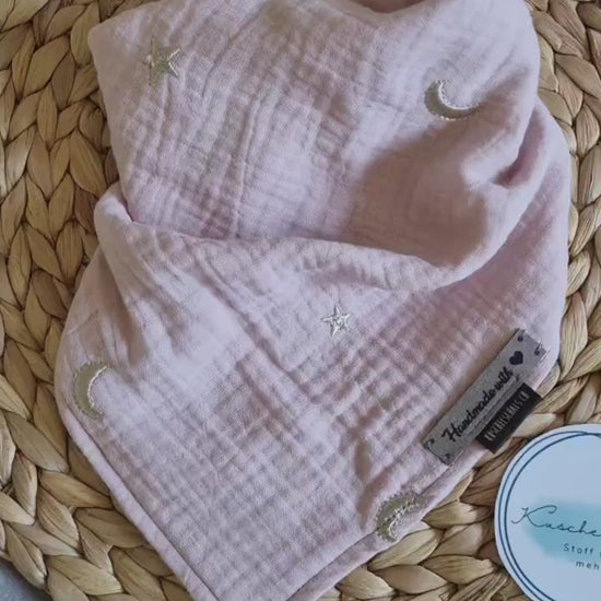 Scarf Stole for children up to 5 years super cozy cotton scarf for toddler soft pink scarf with Stars Bandana