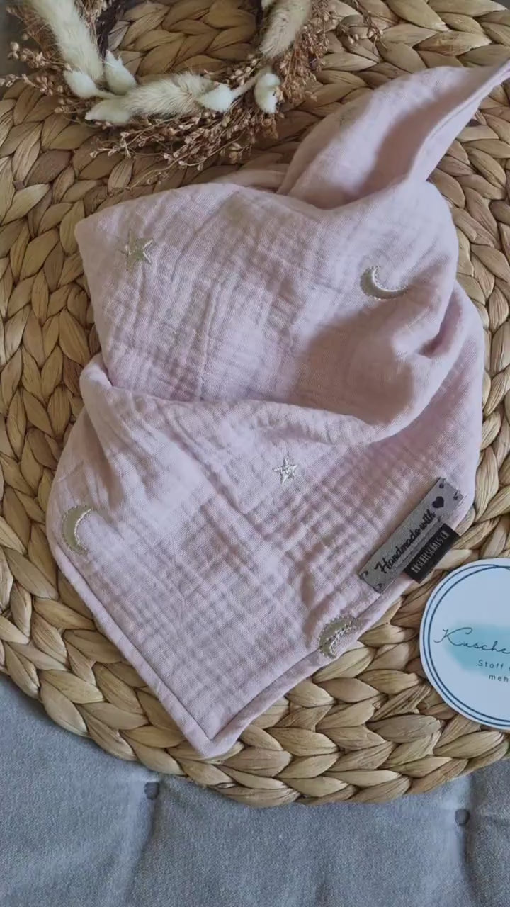 Scarf Stole for children up to 5 years super cozy cotton scarf for toddler soft pink scarf with Stars Bandana