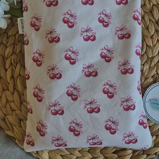 Coquette cherry bows Book Cover for Paperback and Hardcover Books 3 sizes - Handmade Protective Book Sleeve - Fantasy Reader Gift romantasy