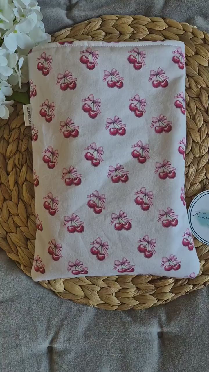 Coquette cherry bows Book Cover for Paperback and Hardcover Books 3 sizes - Handmade Protective Book Sleeve - Fantasy Reader Gift romantasy