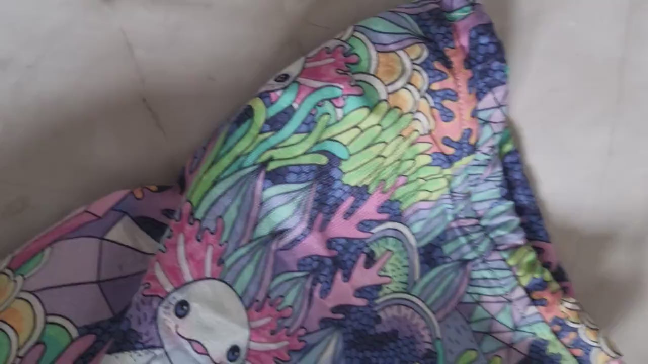 Fantasy Axelotl Print project Bag for knitting or crochet perfect gift for any crafter knitter crocheter cross stitch handmade