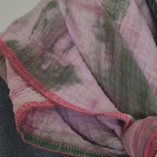 pink Batik Cotton Stole Scarf - Cozy Batik Print Wrap - Versatile Shawl for Travel - Boho Fashion Accessory - Ideal Gift - XXL Cozy scarf