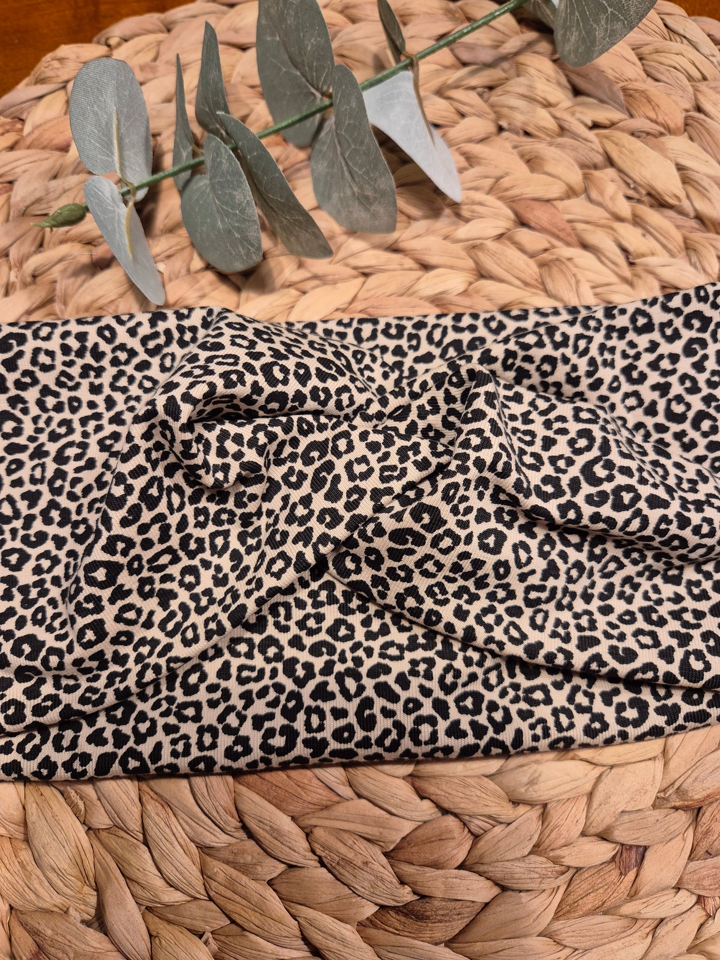 Stirnband aus BioBaumwolljersey im Leo Print, Extra breit, Grösse Damen