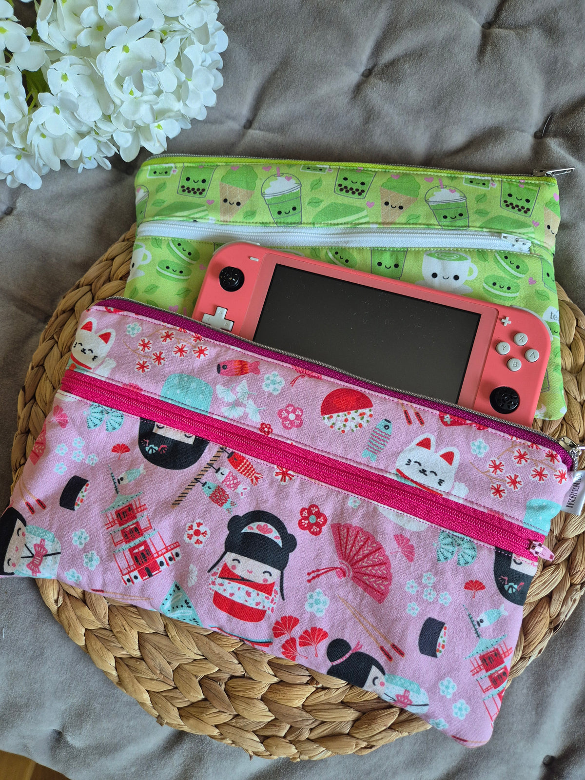 Padded Cover for Switch 1 / Switch 2 / Oled / Nintendo DS handmade with Zipper choose your fabric matcha kawaii Gaming add Personalisation