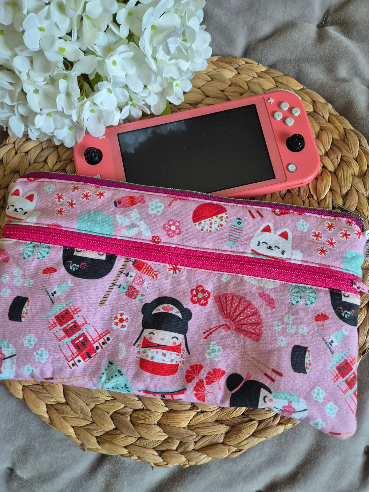 Padded Cover for Switch 1 / Switch 2 / Oled / Nintendo DS handmade with Zipper choose your fabric matcha kawaii Gaming add Personalisation