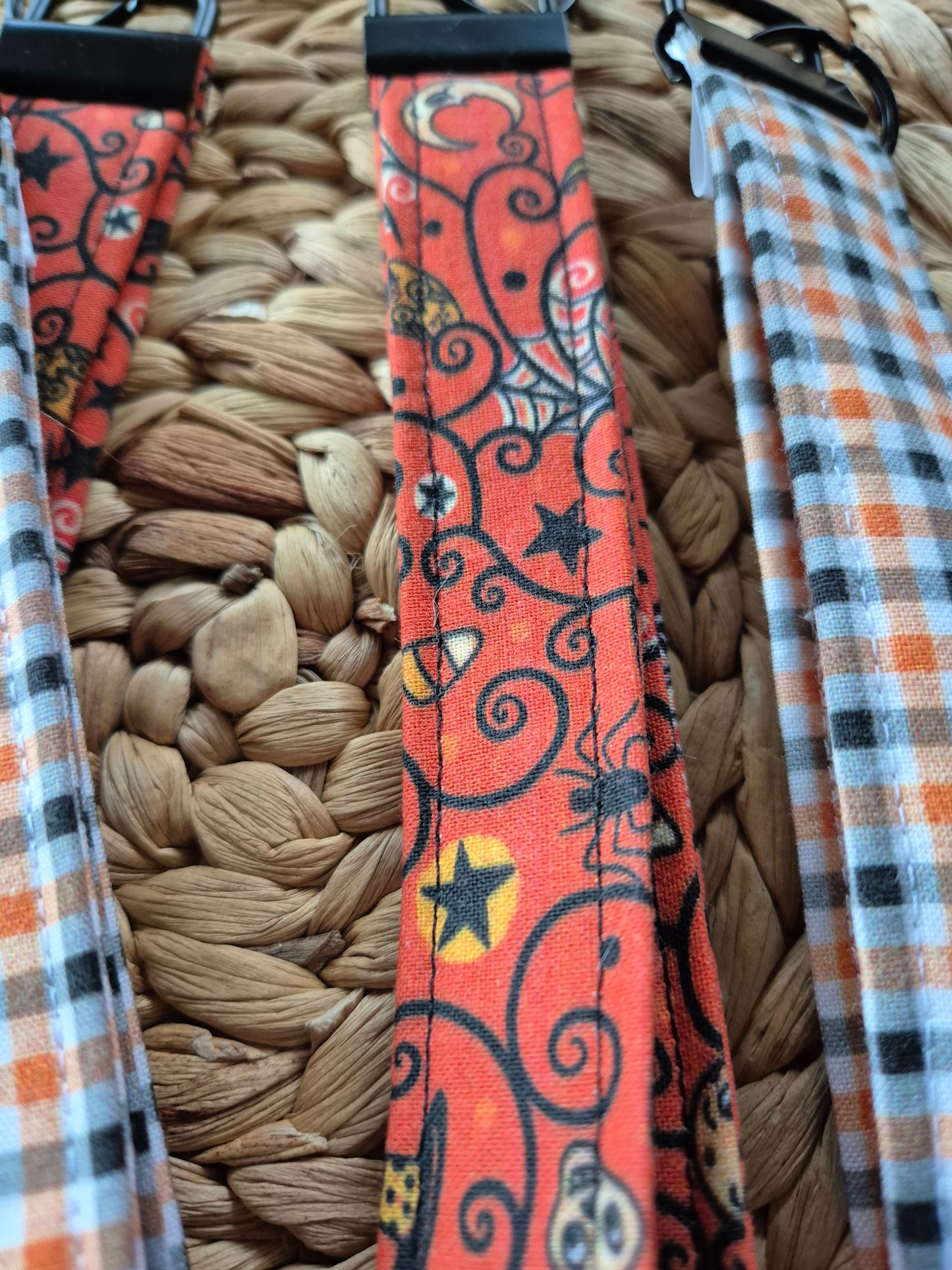 Schlüsselanhänger Stoff Wristlet Keychain Halloween Herbst Baumwolle Schlüsselanhänger Handgelenk fabric key chain Vegan Umweltfreundlich gingham