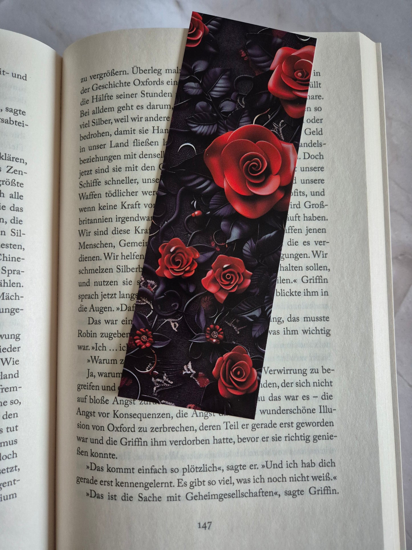 Lesezeichen Rose Gothic auf hochwertigem Paper gedruckt, doppelseitig, tolles Geschenk