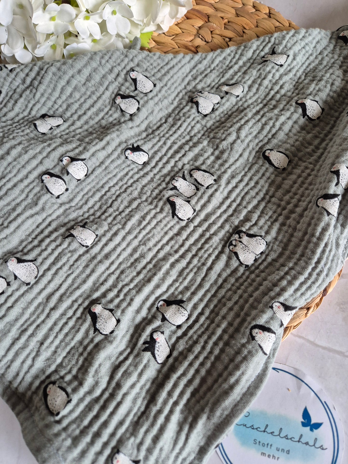 Kinderschals aus 100% Baumwollmusselin vegane Kinderkleider; Halstuch für Kinder; Geschenk für Adventskalender, Marienkäfer Pinguin Bären