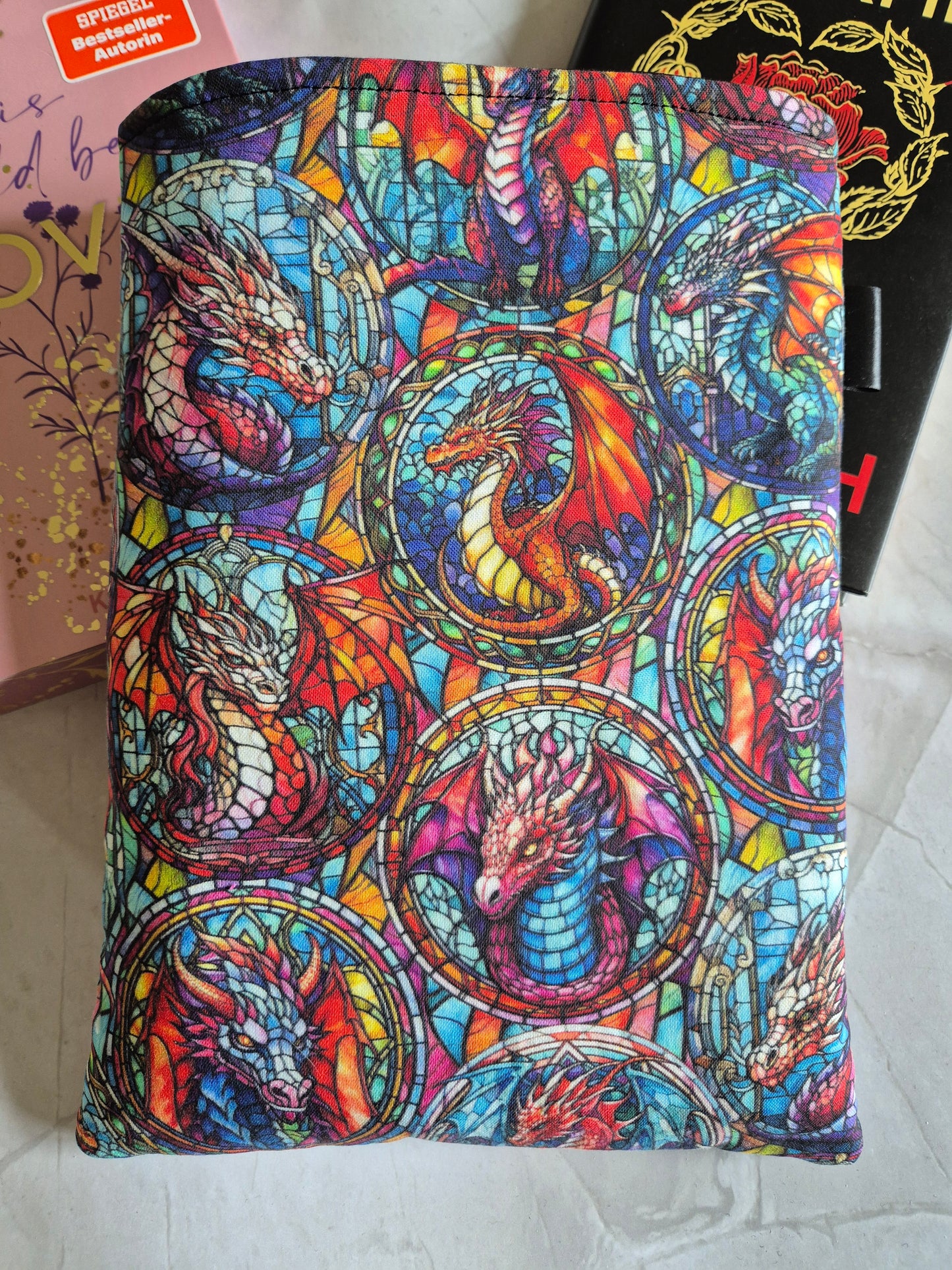 Stainedglass Dragon Lover Book Cover Kindle Kobo - 3 Sizes - Handmade