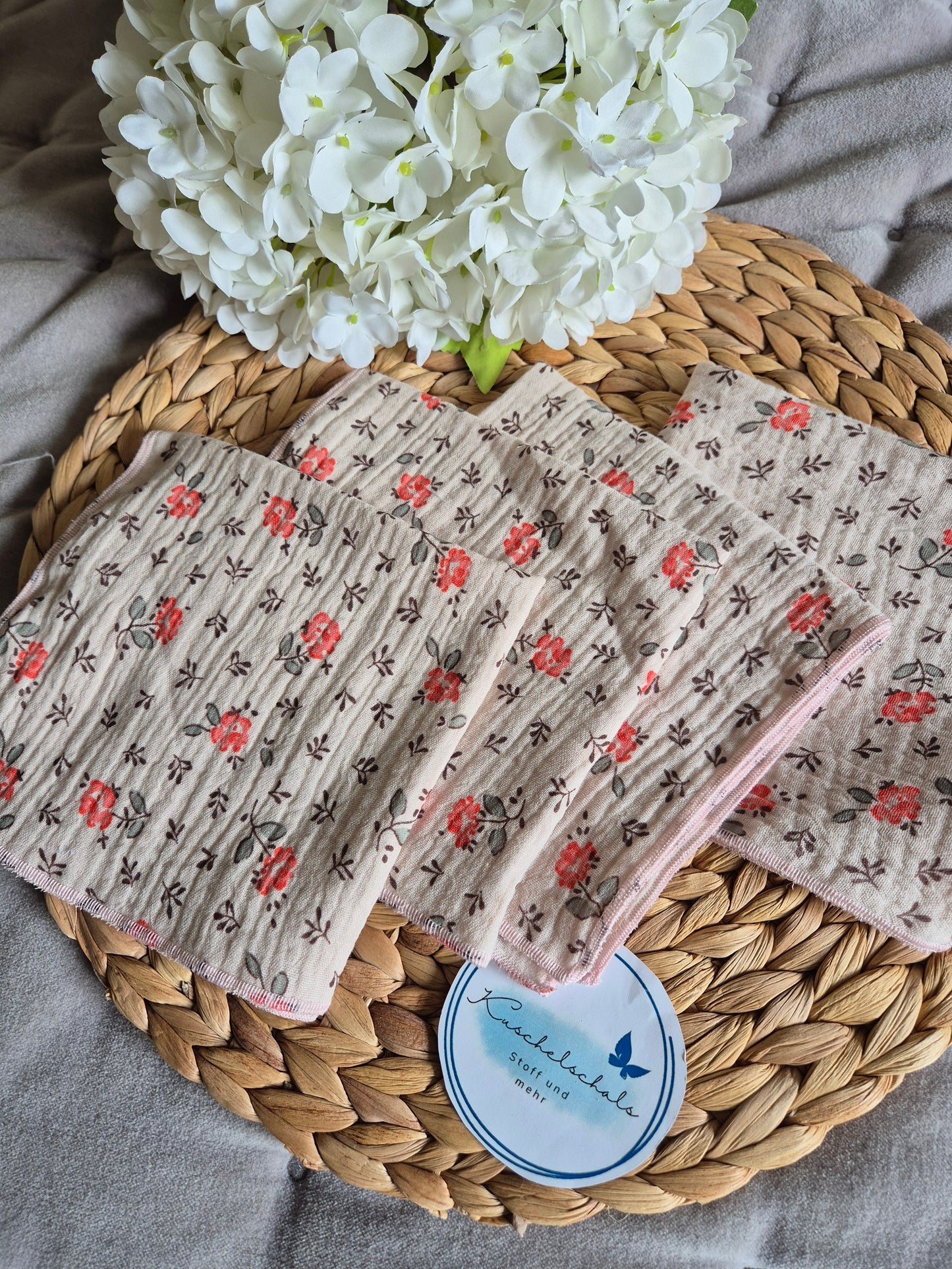 Set of 3 Handkerchief  Tissues fabric cotton very Soft Eco-Friendly washable reusable perfect gift, ca 30x30cm