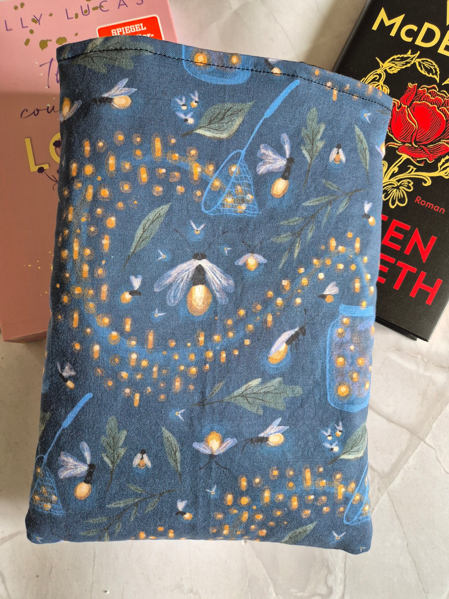Glühwürmchen Sommernacht  Buchhülle Ereader Hülle - 3 Sizes - Handmade by me in Switzerland