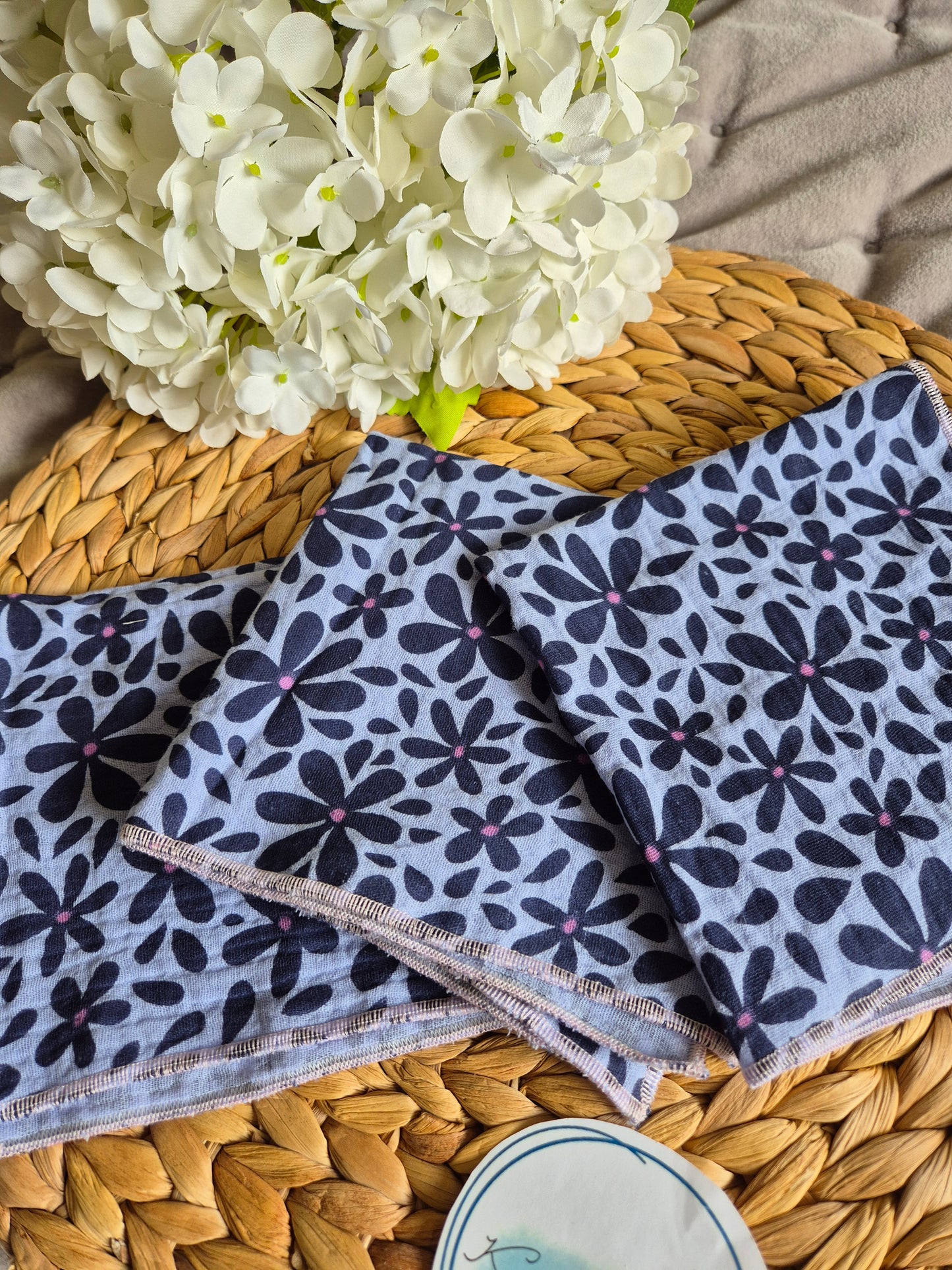 Set of 3 Handkerchief  Tissues fabric cotton very Soft Eco-Friendly washable reusable perfect gift ca 30x30cm