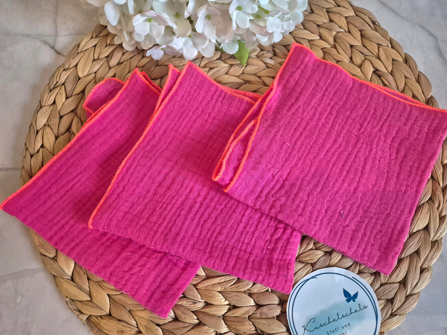 Set of 3 Handkerchief  Tissues fabric cotton very Soft Eco-Friendly washable reusable perfect gift