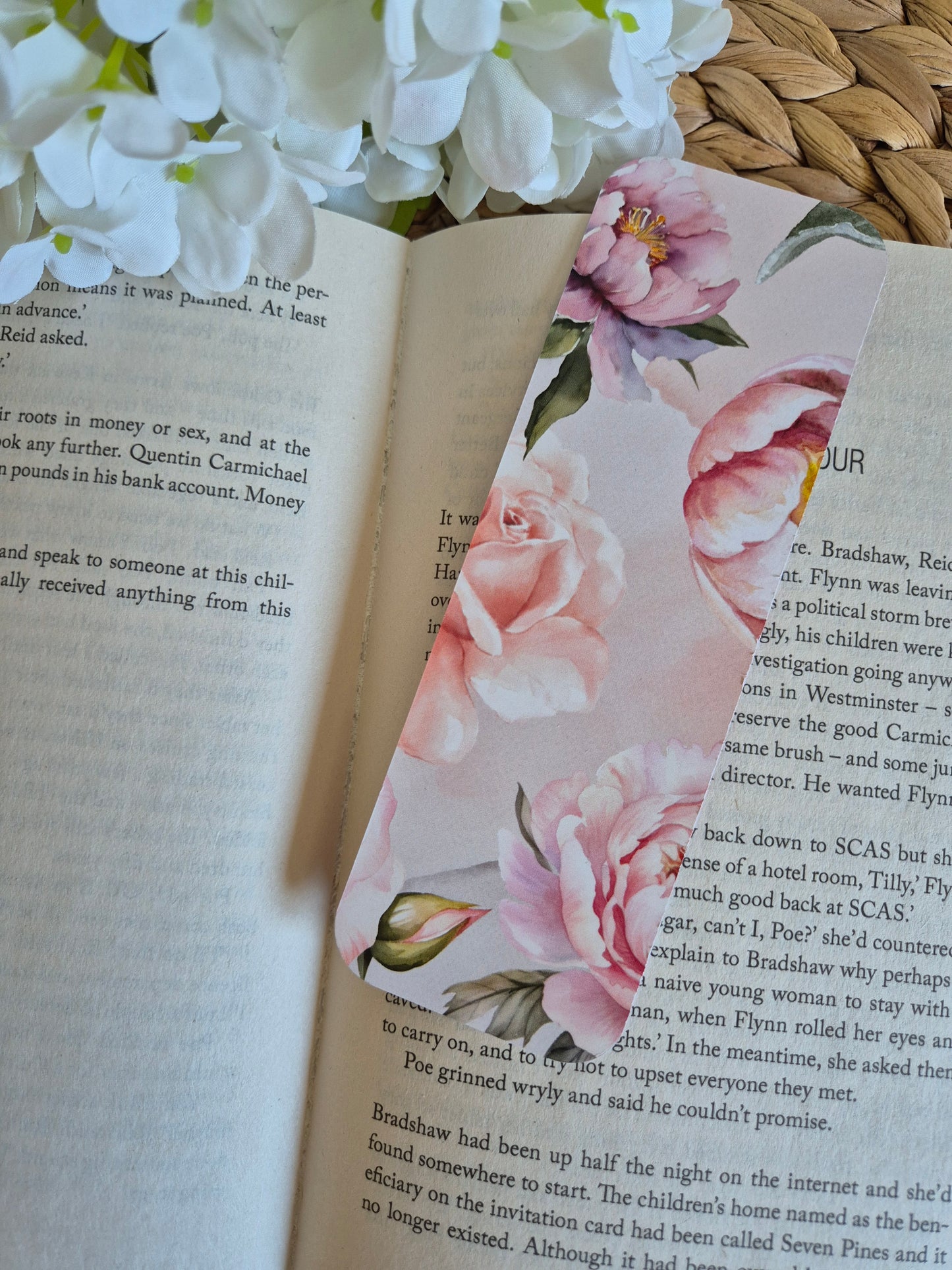 Lesezeichen mit Blumen Pfingstrose auf hochwertigen Papier (400gr/m2) gedruckt Perfektes Lesezeichen for booklover gift flowers cottagecore
