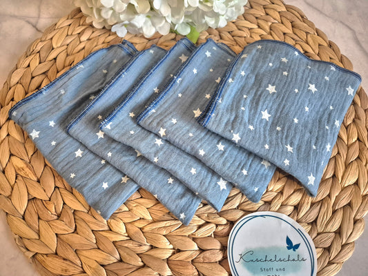 Set of 5 Handkerchief  Tissues fabric cotton very Soft Eco-Friendly washable reusable perfect gift