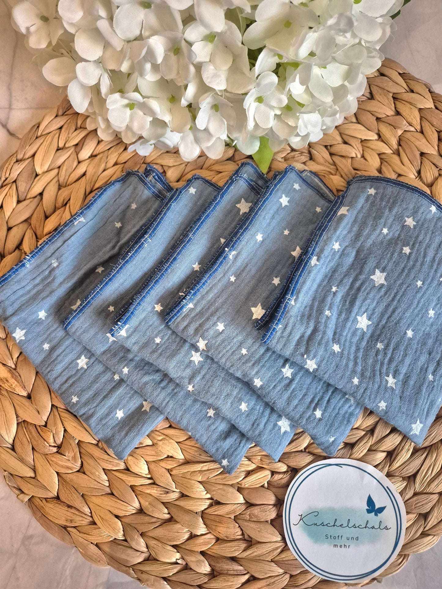 Set of 5 Handkerchief  Tissues fabric cotton very Soft Eco-Friendly washable reusable perfect gift