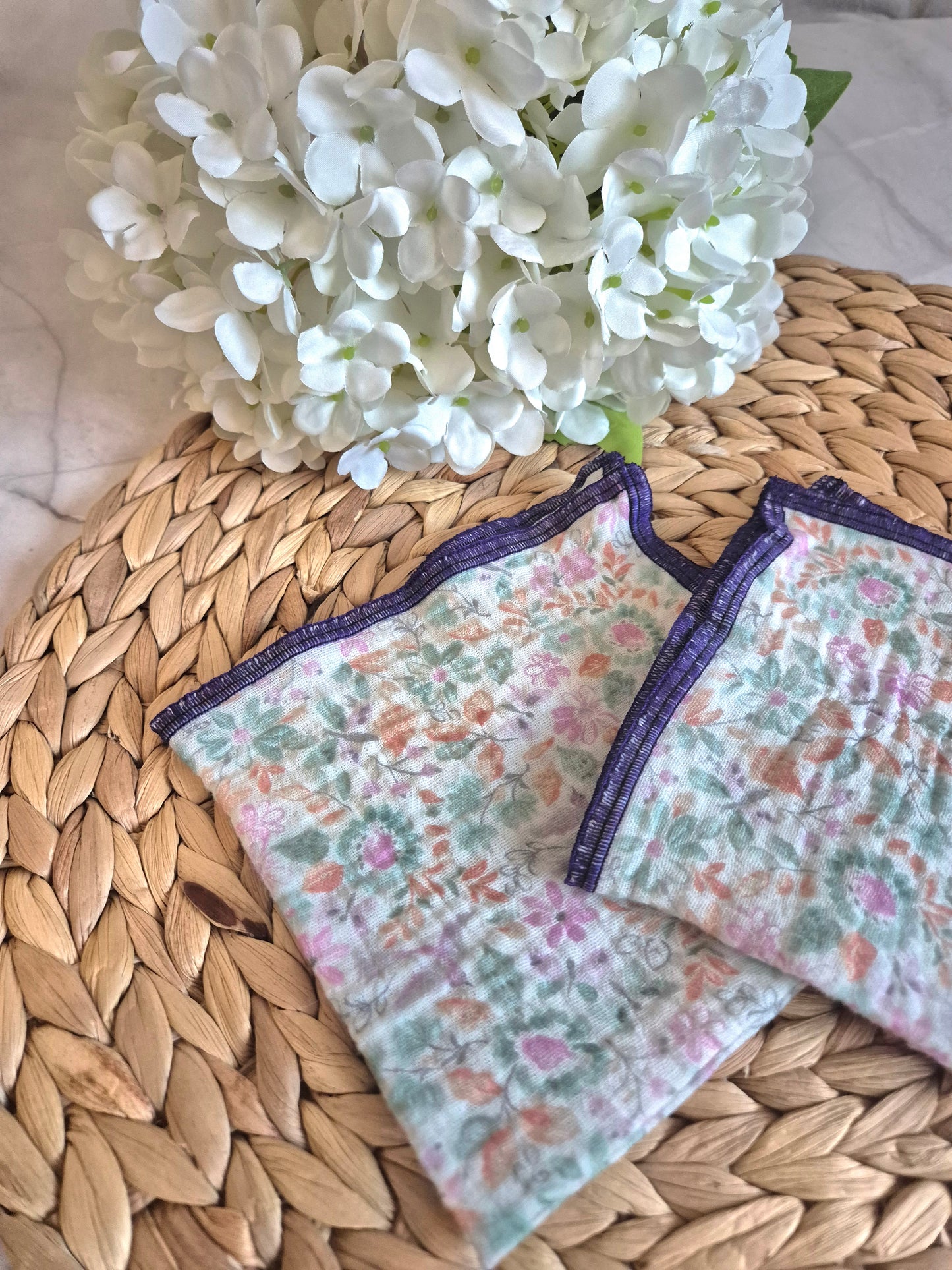 Set of 2 Handkerchief  Tissues fabric cotton very Soft Eco-Friendly washable reusable perfect gift