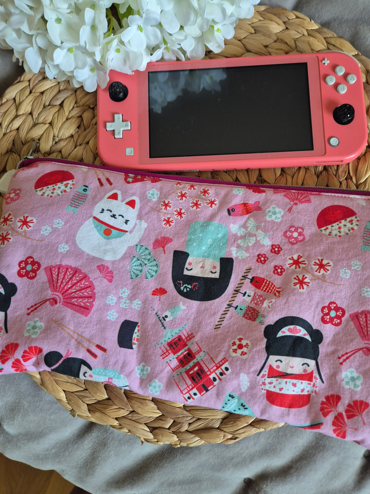 Padded Cover for Switch 1 / Switch 2 / Oled / Nintendo DS handmade with Zipper choose your fabric matcha kawaii Gaming add Personalisation