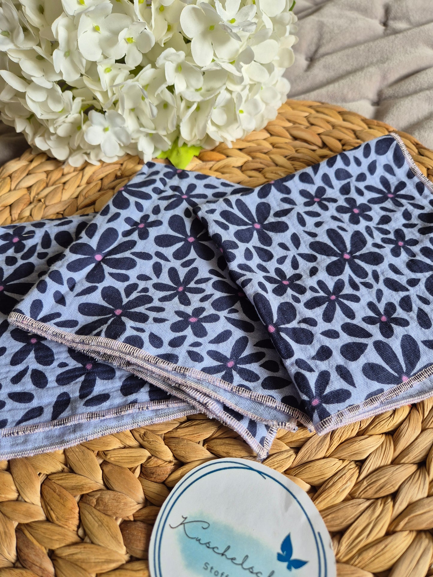 Set of 3 Handkerchief  Tissues fabric cotton very Soft Eco-Friendly washable reusable perfect gift ca 30x30cm