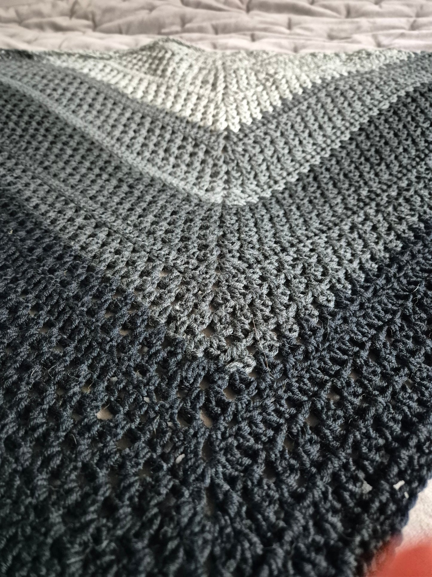 XL Merino Shawl handmade by me 160x70cm Triangular Shawl 100% merino wool crocheted by me perfect gift beautiful stole