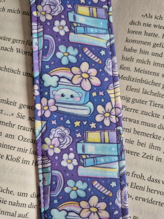 Lesezeichen kawaii Design, handgenäht, cute Kawaii doppelseitig, tolles Geschenk für Leseratten, Studenten und Journaling Fans