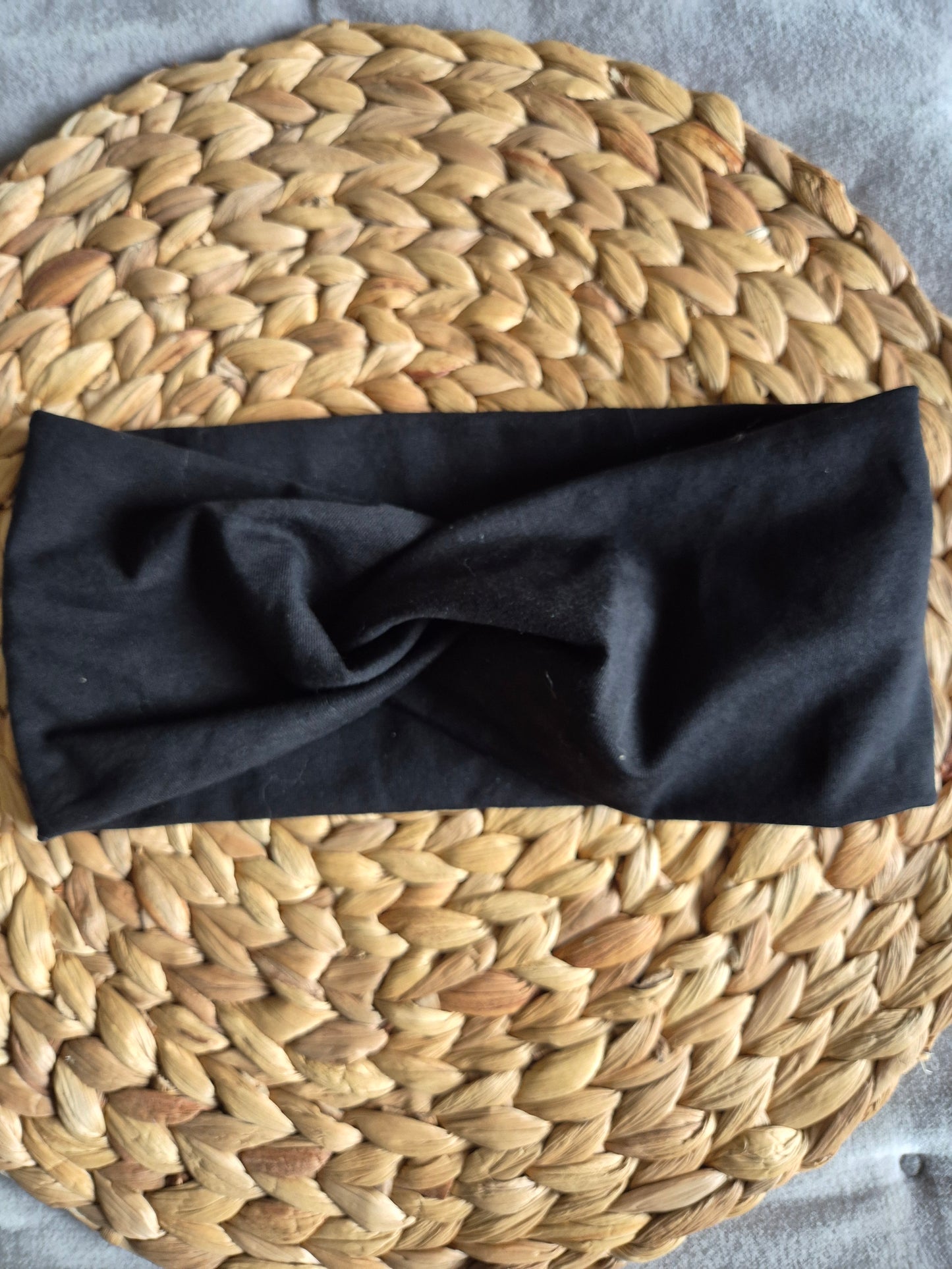 Stirnband aus BioBaumwolljersey Schwarz , Extra breit, Grösse Damen