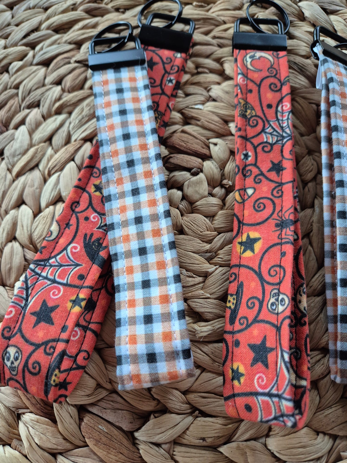 Schlüsselanhänger Stoff Wristlet Keychain Halloween Herbst Baumwolle Schlüsselanhänger Handgelenk fabric key chain Vegan Umweltfreundlich gingham