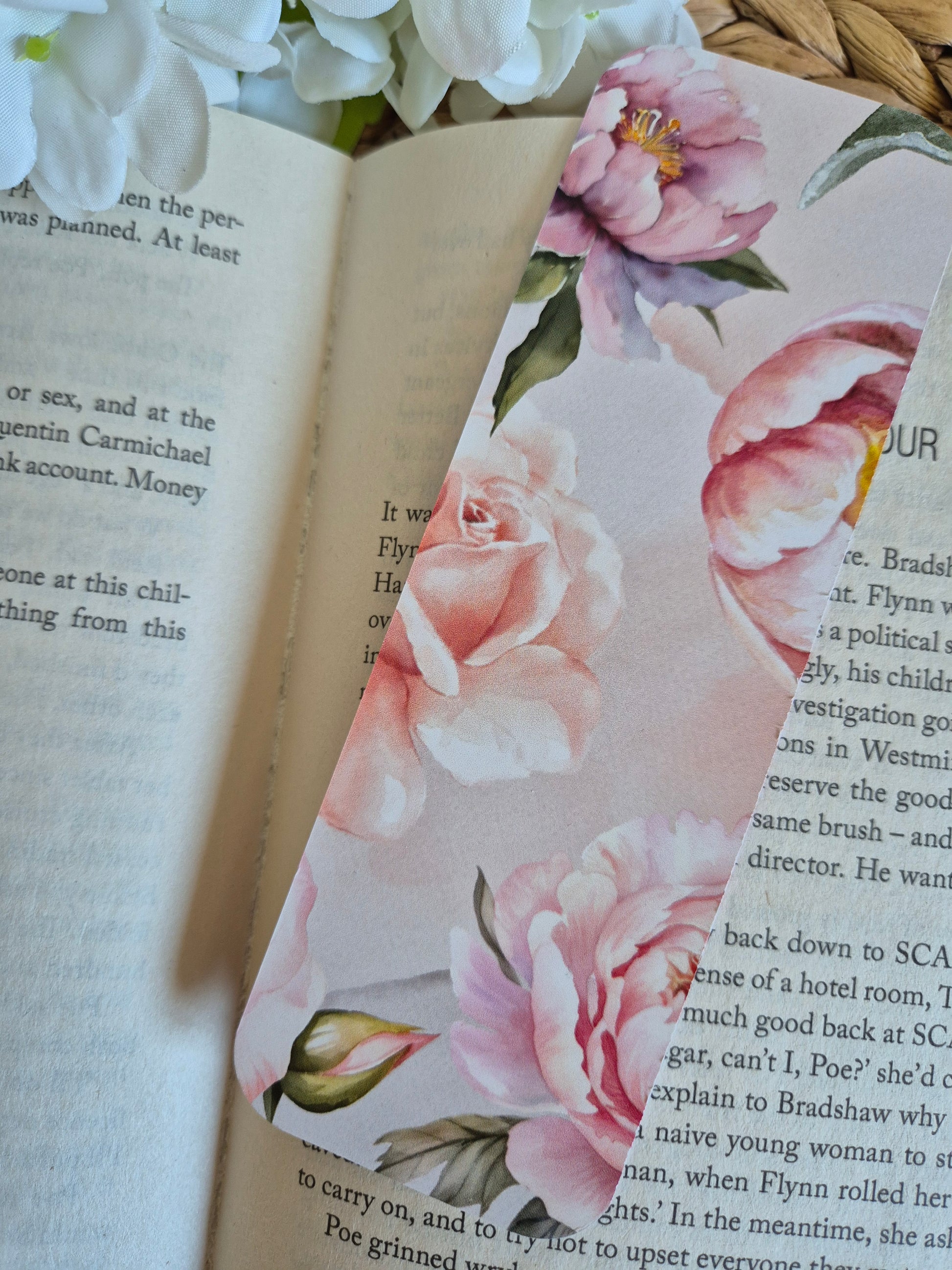 Lesezeichen mit Blumen Pfingstrose auf hochwertigen Papier (400gr/m2) gedruckt Perfektes Lesezeichen for booklover gift flowers cottagecore