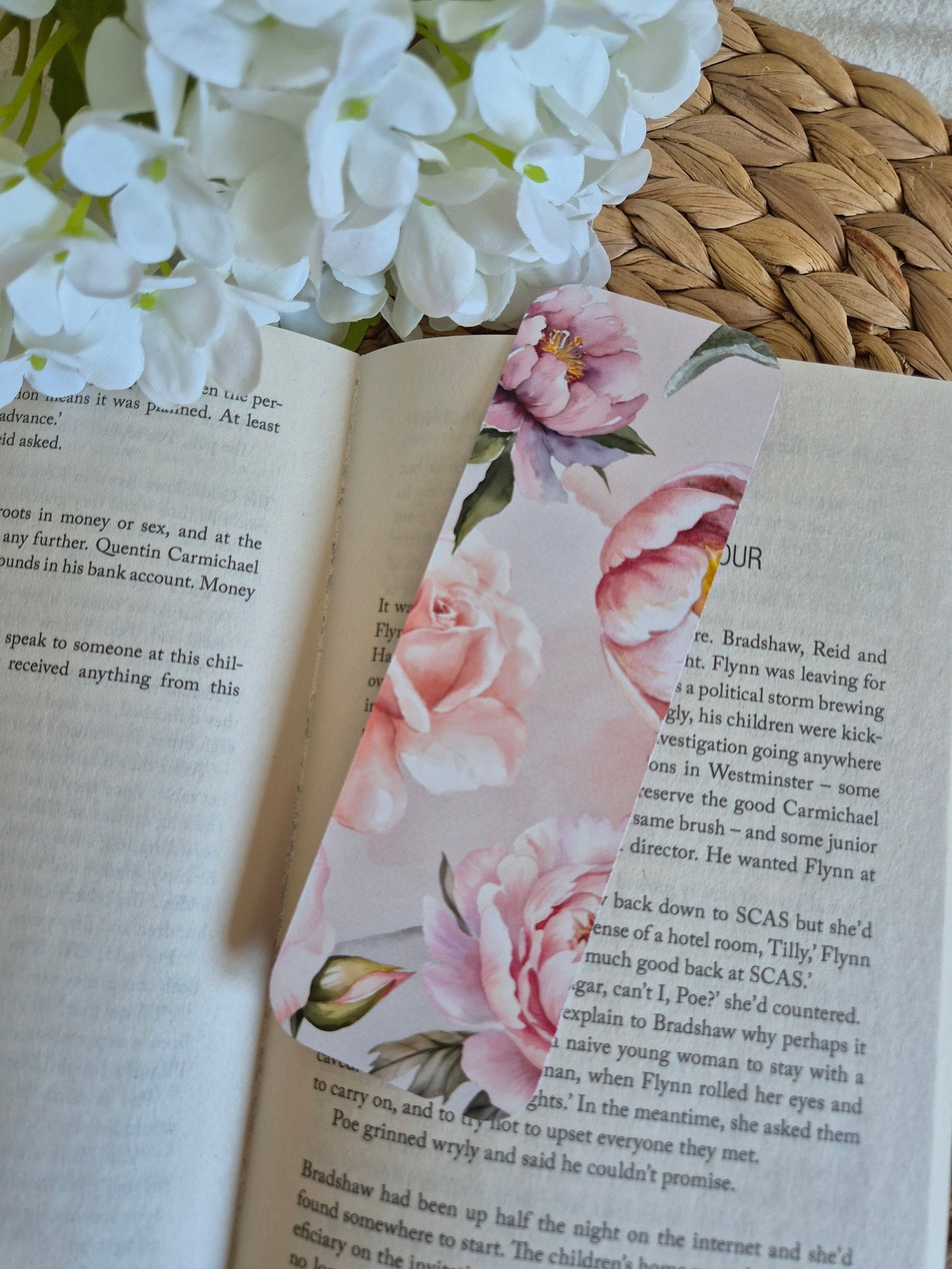 Lesezeichen mit Blumen Pfingstrose auf hochwertigen Papier (400gr/m2) gedruckt Perfektes Lesezeichen for booklover gift flowers cottagecore