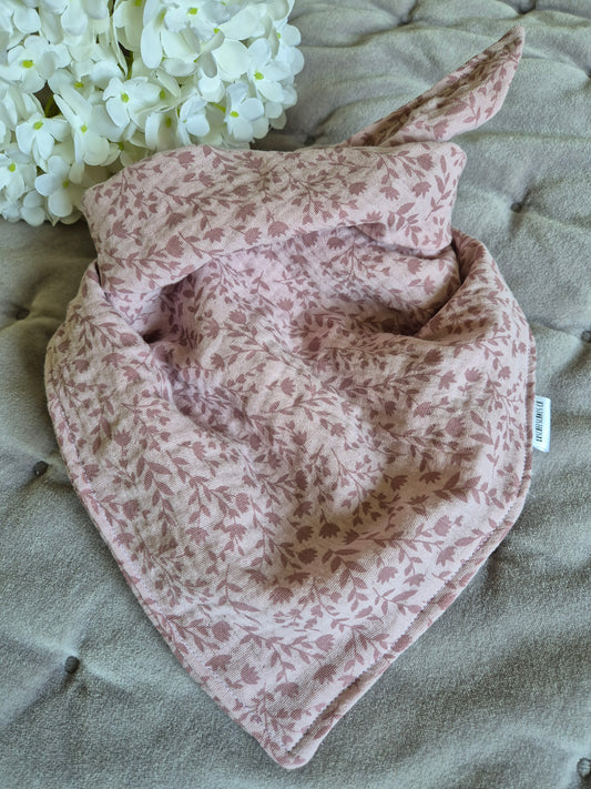 Kinderschal aus 100% Baumwollmusselin vegane Kinderkleider; Halstuch für Kinder; handmade, neutrale Farben, rosa, Blümchen