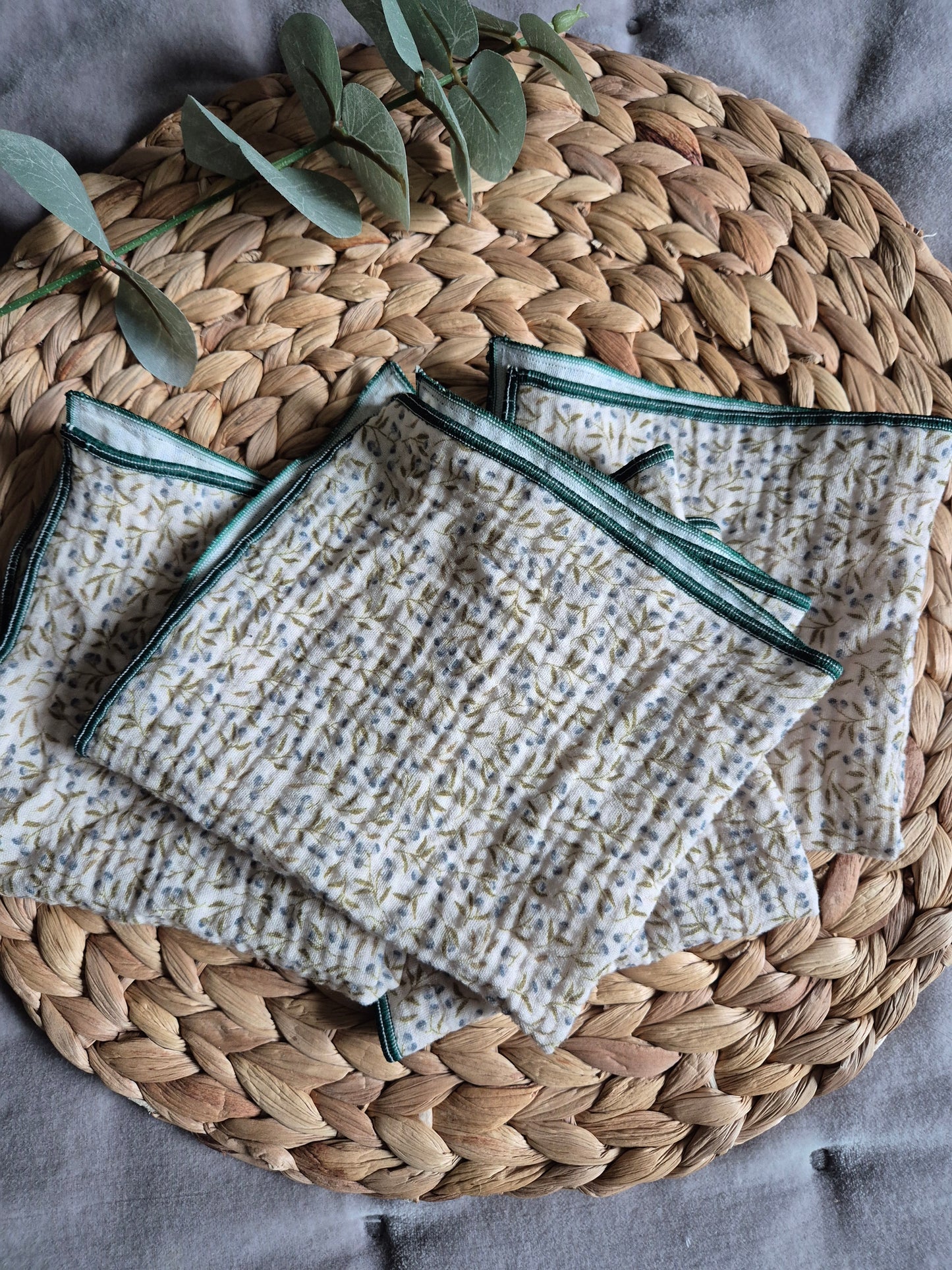 Set of 4 Handkerchief  Tissues fabric cotton very Soft Eco-Friendly washable reusable perfect gift